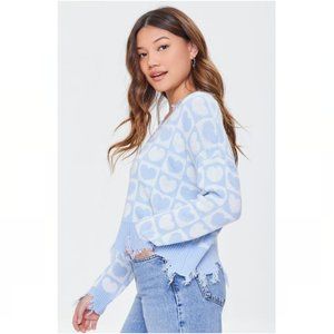 Just Polly Heart‎ Print Distressed Sweater